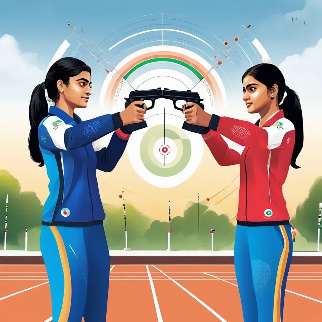 Precision Duel: Yashaswini Singh Deswal and Manu Bhaker in 10-Meter Pistol Shooting