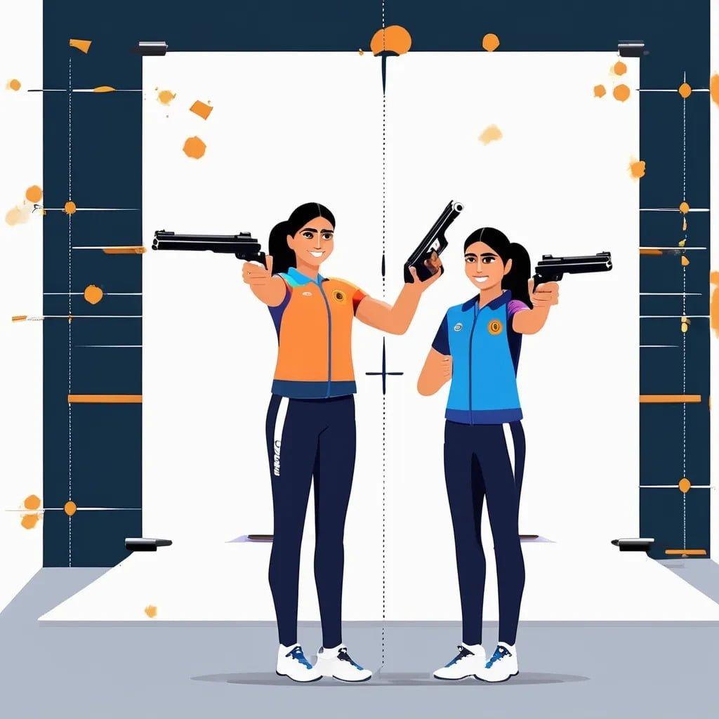 Precision Duel: Yashaswini Singh Deswal and Manu Bhaker in 10-Meter Pistol Shooting